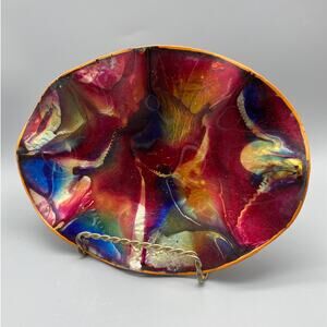 MCM Seetusee  Mayfair Ruffled Decorative Bowl Glassware Pigskin Back - Canada